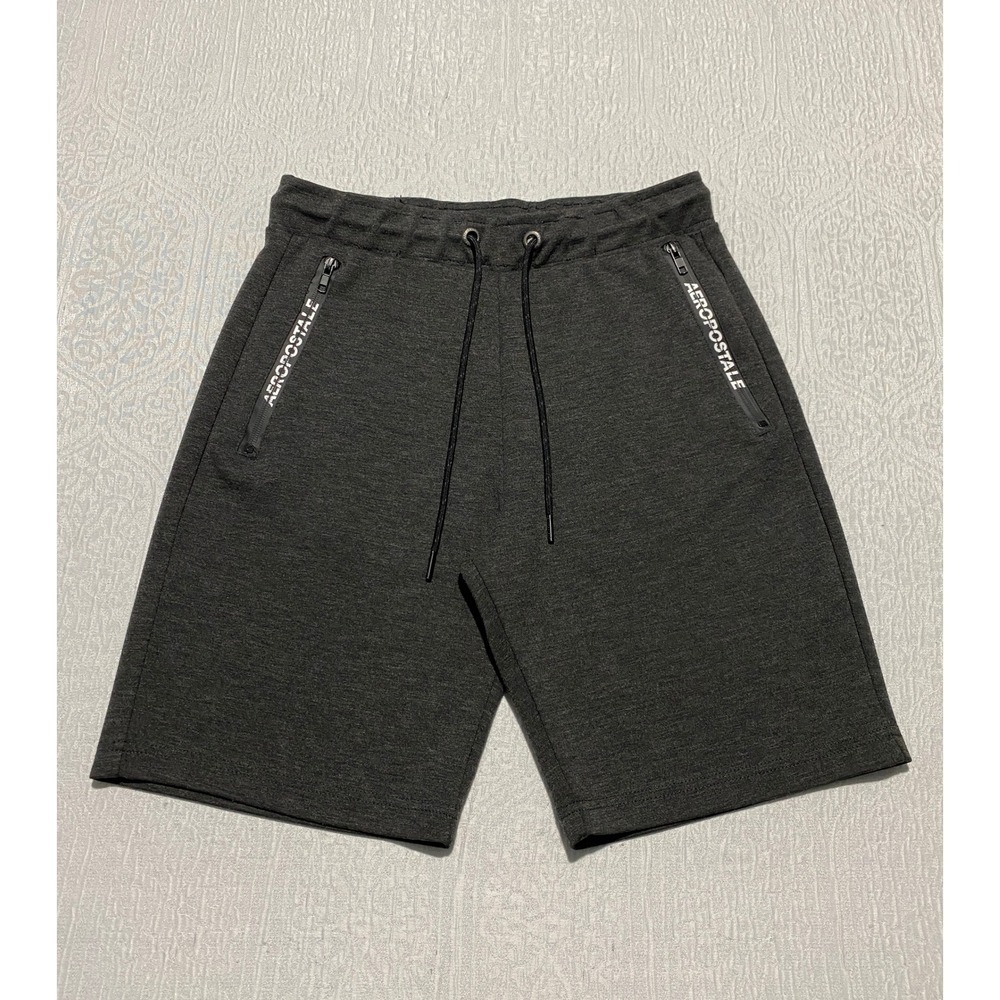 Aeropostale Mens S Gray Knit Sweat Shorts Zipper Pockets Athletic Gym Casual